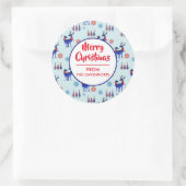 Rentiere, Weihnachtsbäume und Schneeflocken-Muster Runder Aufkleber (Tasche)