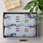 Rentiere, Weihnachtsbäume und Schneeflocken-Muster Seidenpapier (Geschenk)