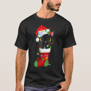Rentiere Weihnachtsmannmütze Black Cat Weihnachtsl T-Shirt