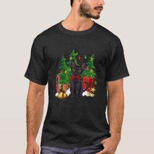 Rentiere Weihnachtsmannmütze Black Cat Weihnachtsl T-Shirt