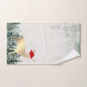 Rentiere, Weihnachtsmannmütze, Schneeflocken, Wald Badhandtuch Set (Handtuch)