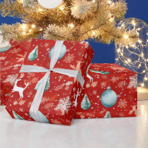 Rentiere Weihnachtsschmuck Schneeflocken Weihnacht Geschenkpapier