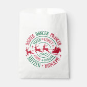 Rentierernamen Runde Word Art Geschenktütchen (Vorderseite)