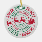 Rentierernamen Runde Word Art Keramik Ornament (Vorne)