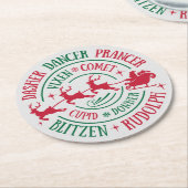 Rentierernamen Runde Word Art Runder Pappuntersetzer (Angewinkelt)