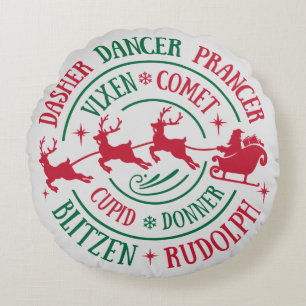 Rentierernamen Runde Word Art Rundes Kissen