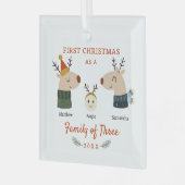 Rentierfamilie drei erste Weihnachten Ornament Aus Glas (Vorderseite links)