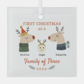 Rentierfamilie drei erste Weihnachten Ornament Aus Glas (Vorderseite)