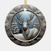 Rentierfäule, Bäume, einzigartige Silberhirsche 🦌 Keramik Ornament (Vorne)