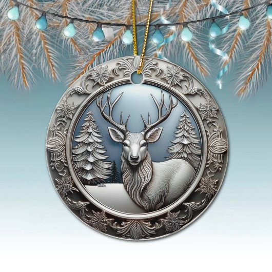 Rentierfäule, Bäume, einzigartige Silberhirsche 🦌 Keramik Ornament