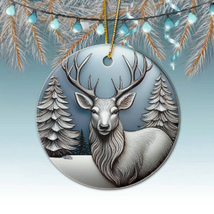 Rentierfäule, Bäume, Schneeszene, Hirsche 🦌 🎄 Keramik Ornament