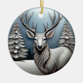 Rentierfäule, Bäume, Schneeszene, Hirsche 🦌 🎄 Keramik Ornament (Vorne)
