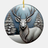 Rentierfäule, Bäume, Schneeszene, Hirsche 🦌 🎄 Keramik Ornament (Hinten)