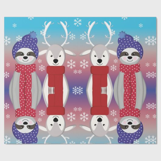 Rentierfaultier Geschenkpapier (Flach)
