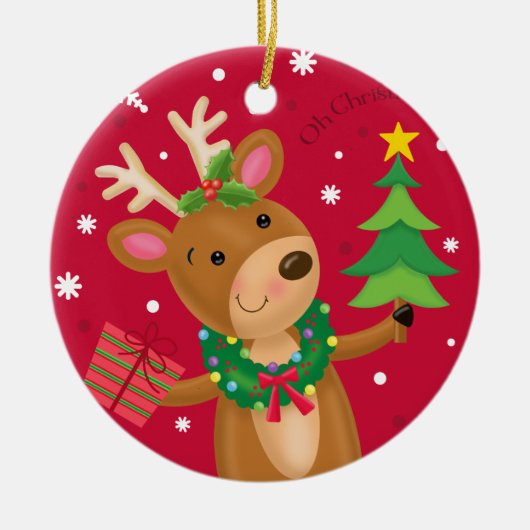 Rentierfertig Keramik Ornament (Vorne)