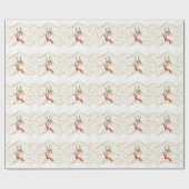 Rentierfest auf Gold Stones Geschenkpapier (Flach)