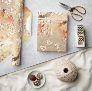 Rentierfische Schneeflocken auf der Rose Gold Wrap Geschenkpapier