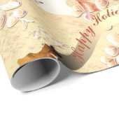 Rentierfische Schneeflocken auf der Rose Gold Wrap Geschenkpapier (Rolleneckpunkt)