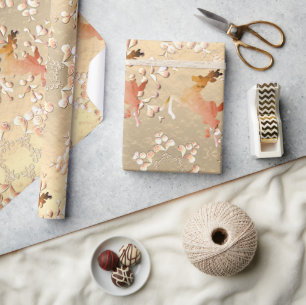 Rentierfische Schneeflocken auf Rose Gold Geschenkpapier