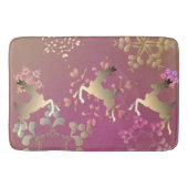 Rentierfische und Schneeflocken auf Lila Gradient Badematte (Vorderseite)