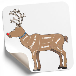 Rentierfleisch zu Weihnachten Quadratischer Aufkleber