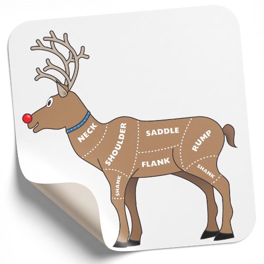 Rentierfleisch zu Weihnachten Quadratischer Aufkleber