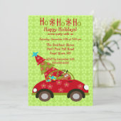 Rentierflieger mit Baumfest Einladung (Stehend Vorderseite)