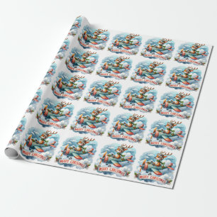 Rentierfliegerflieger Geschenkpapier