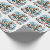 Rentierfliegerflieger Geschenkpapier (Ecke)
