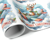 Rentierfliegerflieger Geschenkpapier (Rolleneckpunkt)
