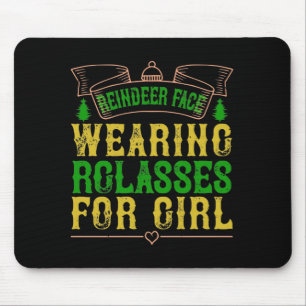 Rentiergesicht, Brille für Mädchen tragen Mousepad