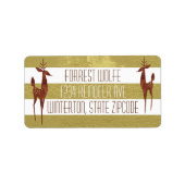 Rentiergold und weiß gestreift eleganter Winter Adressaufkleber (Vorne)