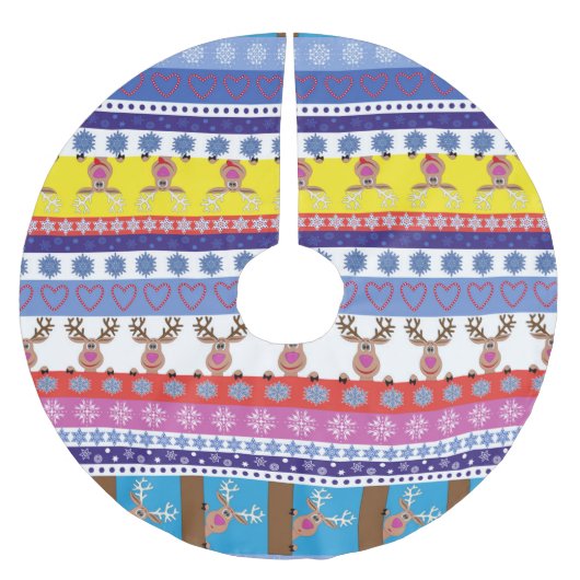 Rentierhaltung Polyester Weihnachtsbaumdecke (Vorderseite)