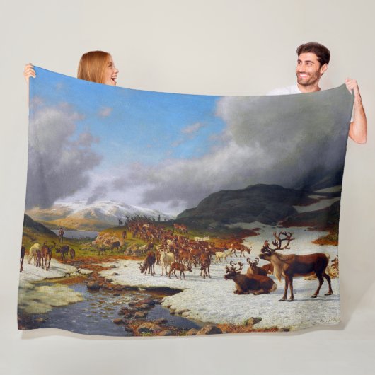 Rentierherde im Norden von Røros Fleecedecke (Beispiel)