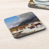 Rentierherde im Norden von Røros Getränkeuntersetzer (Linke Seite)