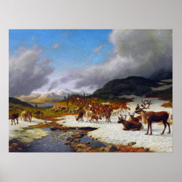 Rentierherde im Norden von Røros Poster