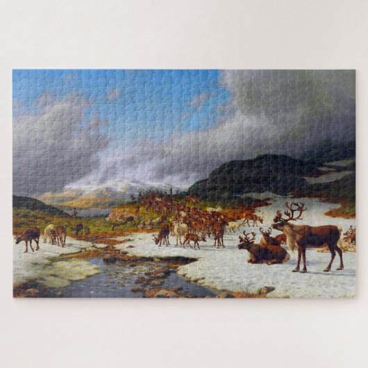 Rentierherde im Norden von Røros Puzzle (Horizontal)