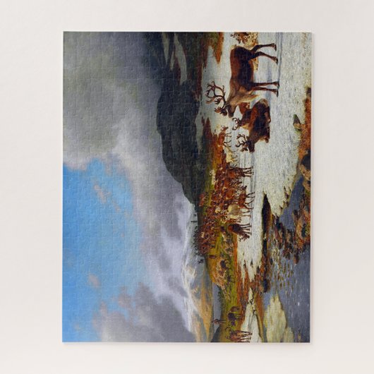 Rentierherde im Norden von Røros Puzzle (Vertikal)