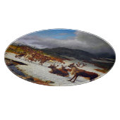 Rentierherde im Norden von Røros Schneidebrett (Ecke)