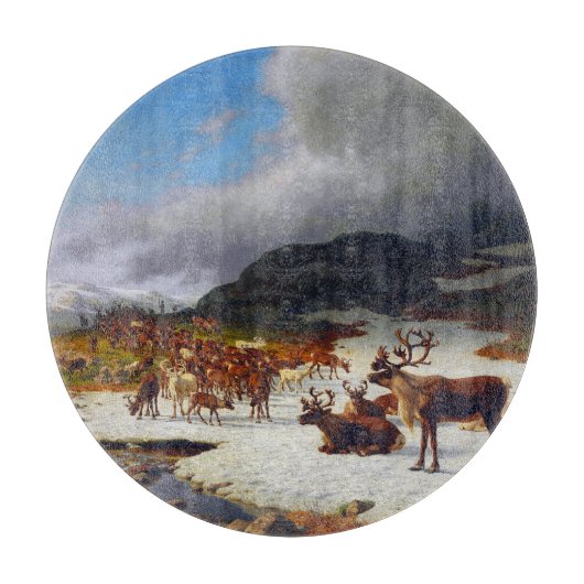 Rentierherde im Norden von Røros Schneidebrett (Vorderseite)