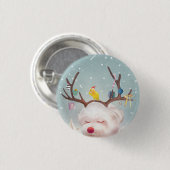 Rentierhund mit Weihnachtsschmuck Button (Vorne & Hinten)
