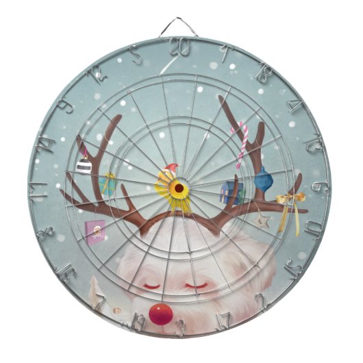 Rentierhund mit Weihnachtsschmuck Dartscheibe (vorne)