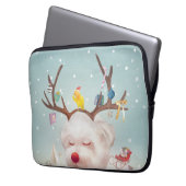 Rentierhund mit Weihnachtsschmuck Laptopschutzhülle (Vorderseite Links)