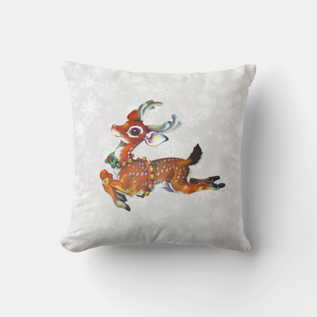 Rentierkissen Vintager Kunst Kissen (Vorderseite)