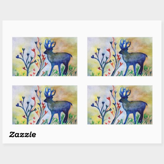 Rentierkleber, Liebe, Glossarbe Rechteckiger Aufkleber (Blatt)