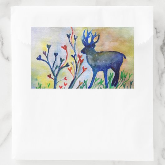 Rentierkleber, Liebe, Glossarbe Rechteckiger Aufkleber (Tasche)