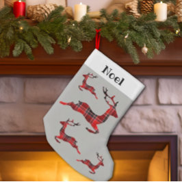 Rentiermuster auf kariertem Weihnachten Kleiner Weihnachtsstrumpf