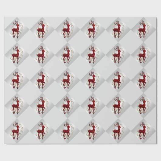 Rentiermuster aus Rot-Gold-Imitat Geschenkpapier (Flach)