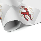 Rentiermuster aus Rot-Gold-Imitat Geschenkpapier (Rolleneckpunkt)