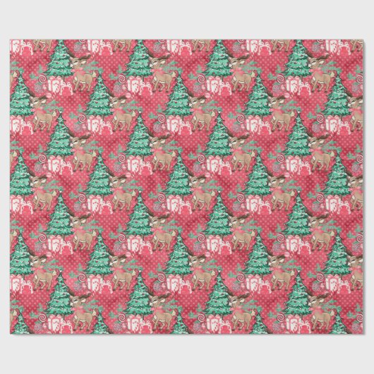 Rentierpackung in Rosa Geschenkpapier (Flach)